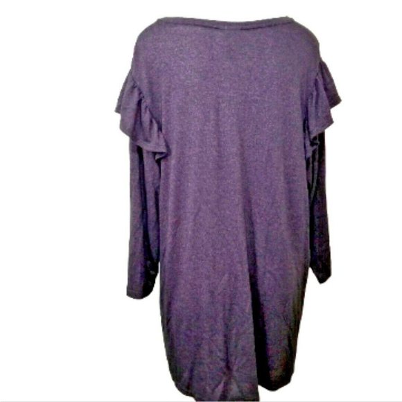 Ava Viv Womens Tunic Top Purple Long Sleeve Ruffle Sleeve Blouse Plus Size 2X - Picture 2 of 9